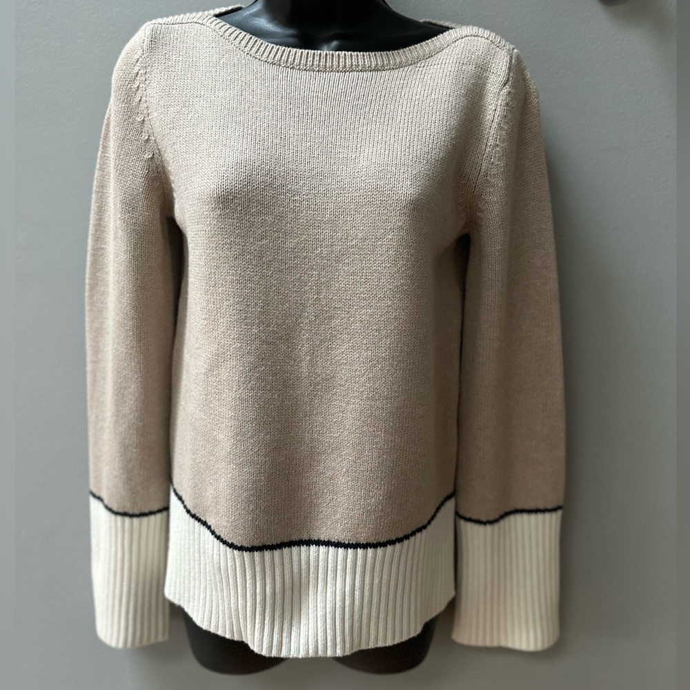 Ann Taylor oversized tan, wht & navy sweater